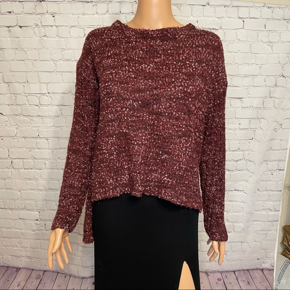 Xhiliration size medium Maroon cozy sweater with cross open back comfy